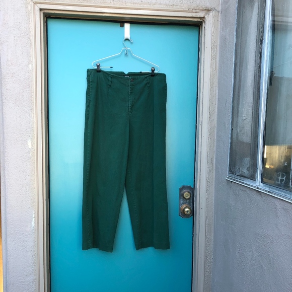 J Peterman green denim high waist wide leg jeans - Picture 2 of 8